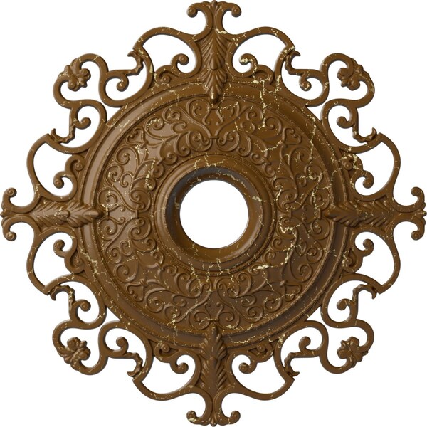 Ekena Millwork Orleans Medallion (Canopies up to 8 1/4"), 38 3/8"OD x 6 5/8"ID x 2 7/8"P, Smokey Topaz Crackle CM38OLSTC - main